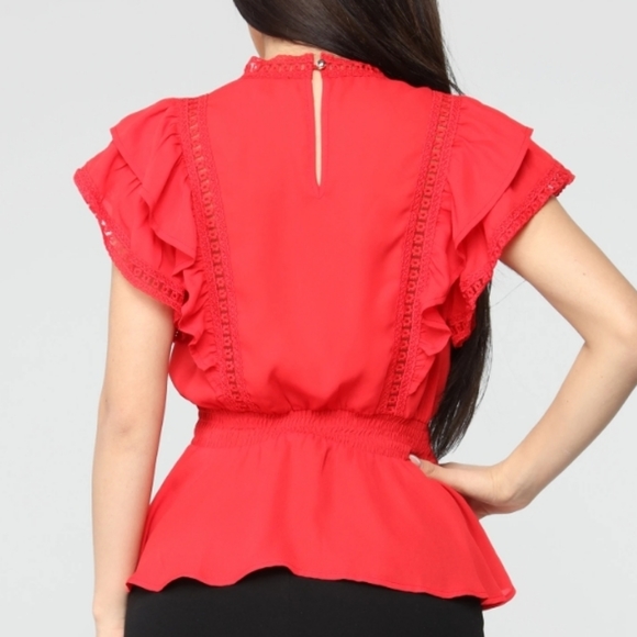 FB Red Ruffle Top size M(Juniors) - Picture 2 of 6